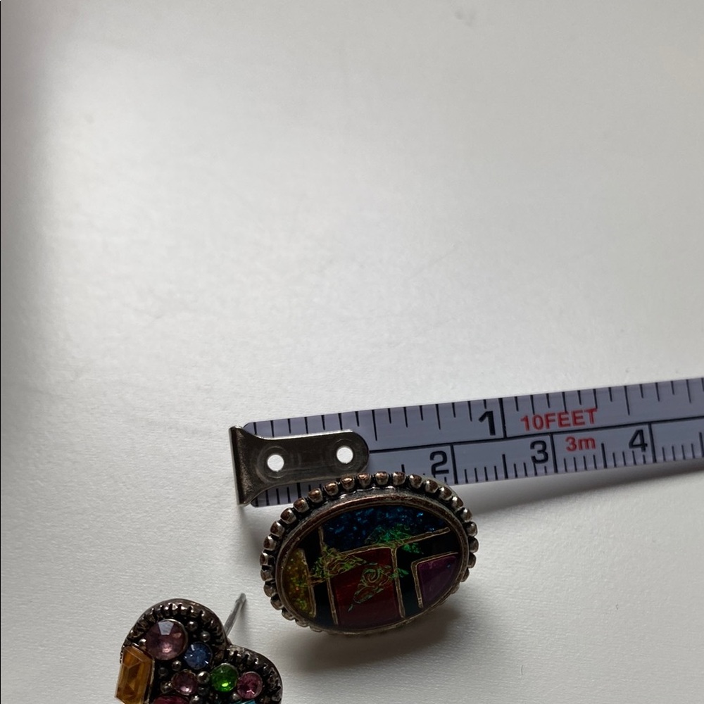 Vibrant Multicolor Mosaic Necklace with Earrings Trio. Vintage. EUC - Picture 14 of 15